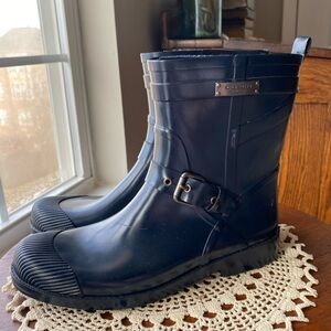 Coach Womans Navy Rain Boots NWOT